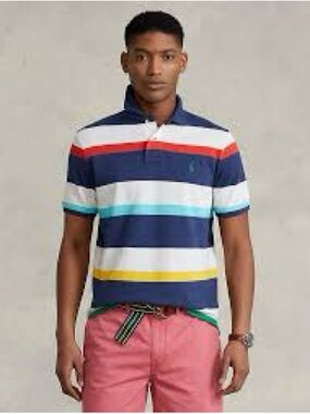 Polo Ralph Lauren Classic Fit Striped Mesh Polo Shirt